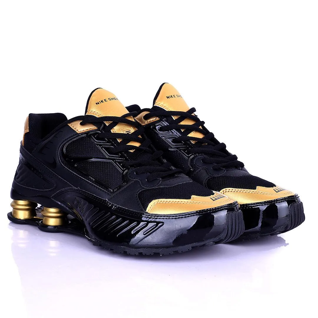 NK Flyknit Black And Gold Exquisite Designed Lace up Sneakers