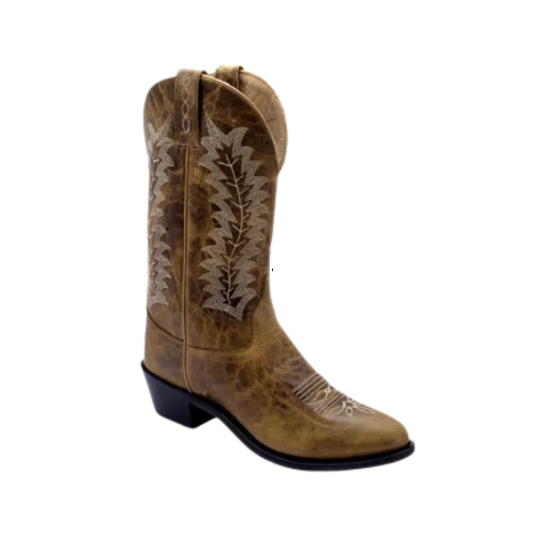 Old West Men's Western Burnt Tan Leather Cowboy Boots