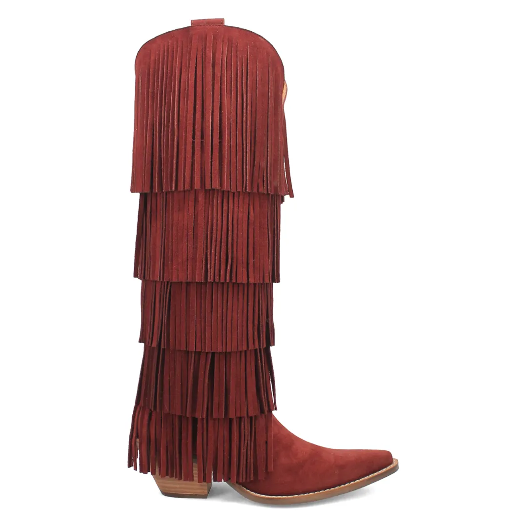 Online Exclusive | Dingo | Wild Child Suede Leather Boot in Burgundy **PREORDER