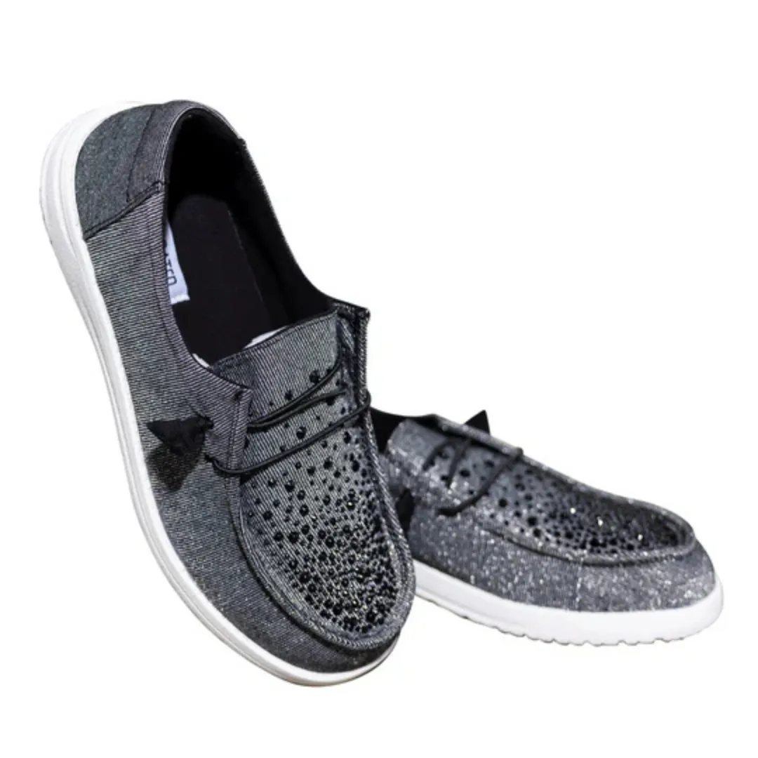 Online Exclusive | Maco Water Drop Ombre Crystal Sneaker in Black