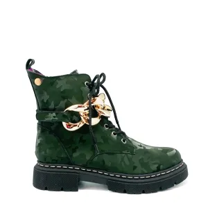 Paris - Green Camo Print Ankle boot