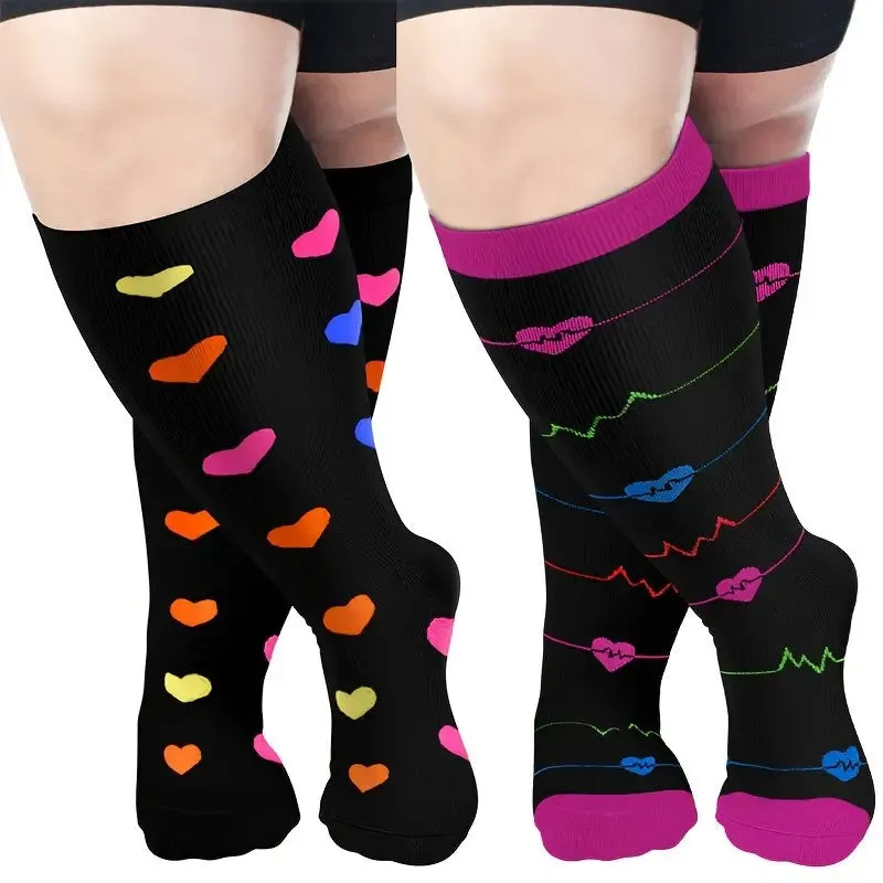 Plus Size Compression Socks Wide Calf for Men & Women - 3 Pairs