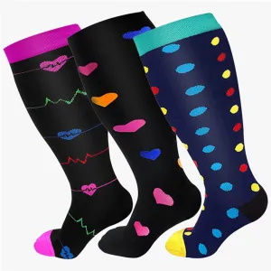 Plus Size Compression Socks Wide Calf for Men & Women - 3 Pairs