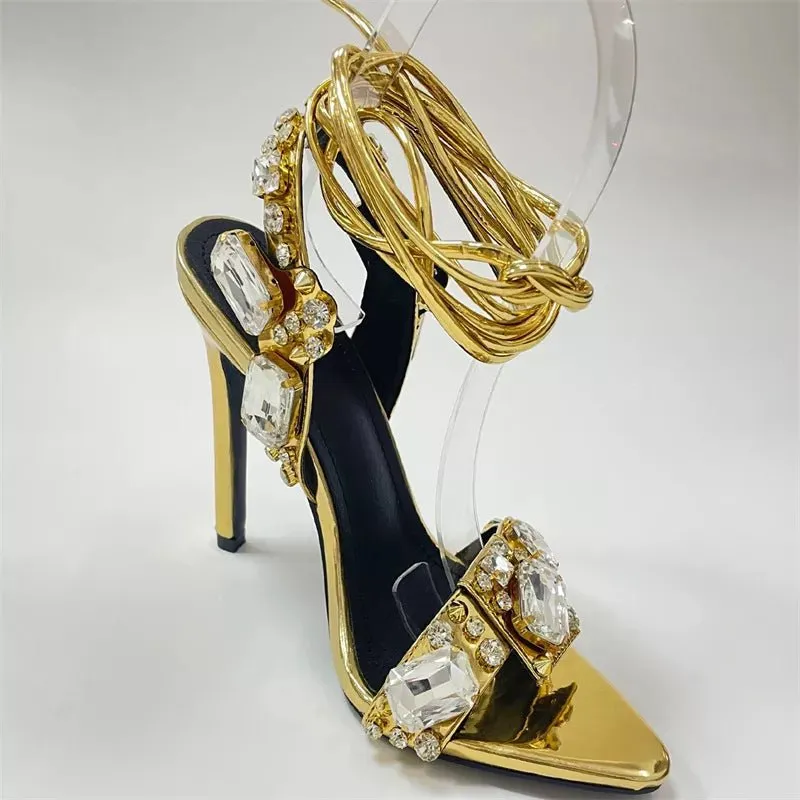 Pre Order:  Jewels Ankle Strap High Sandals