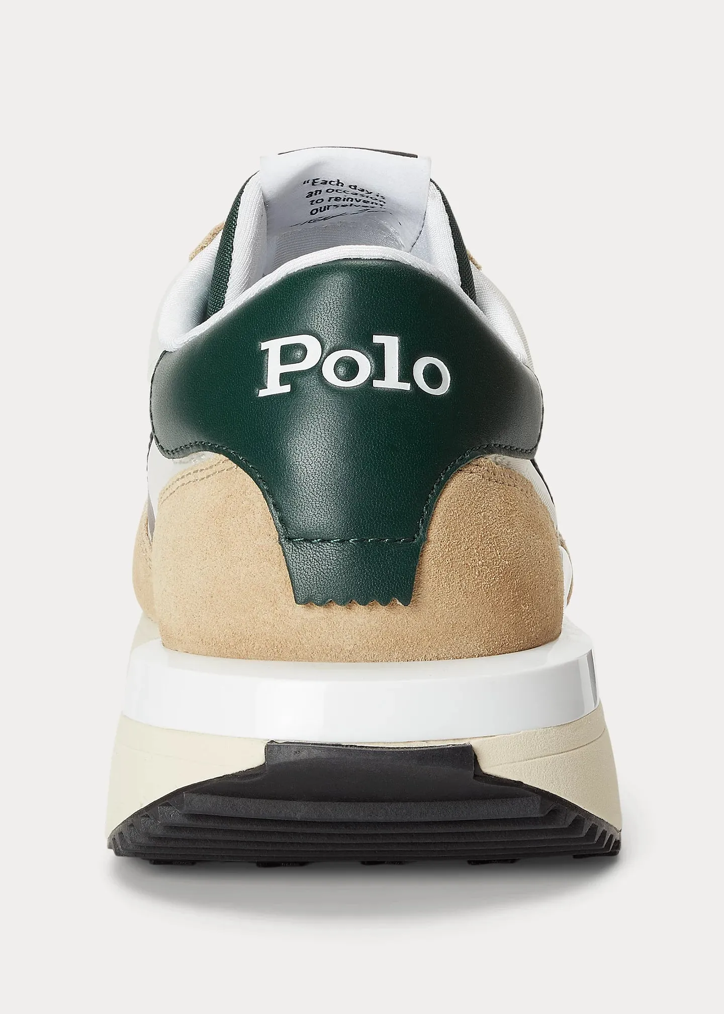 Ralph Lauren Train 89 Suede-Panelled Trainer | Bone/Black/Green