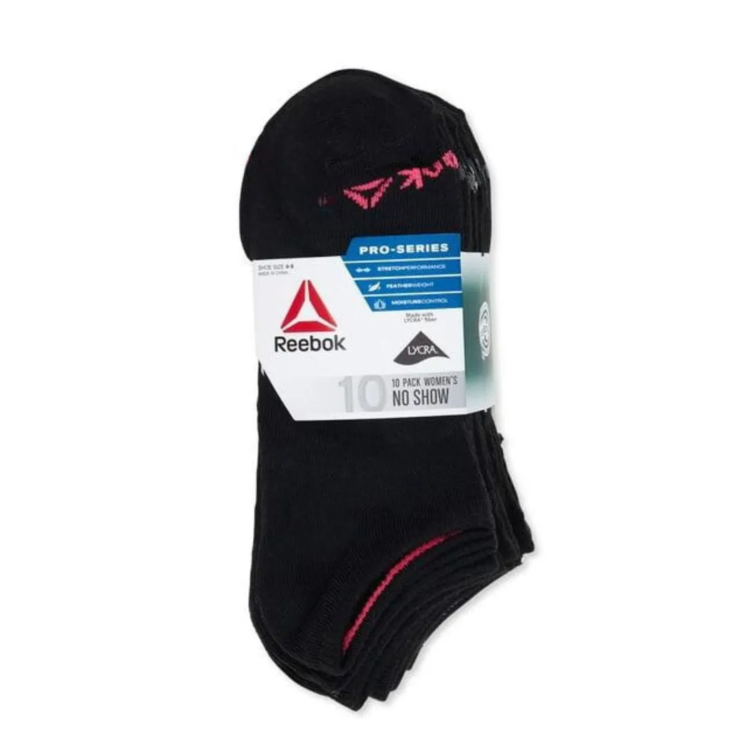 Reebok Athletic Performance Low Cut Socks Womens 10 Pack - BLKPNK