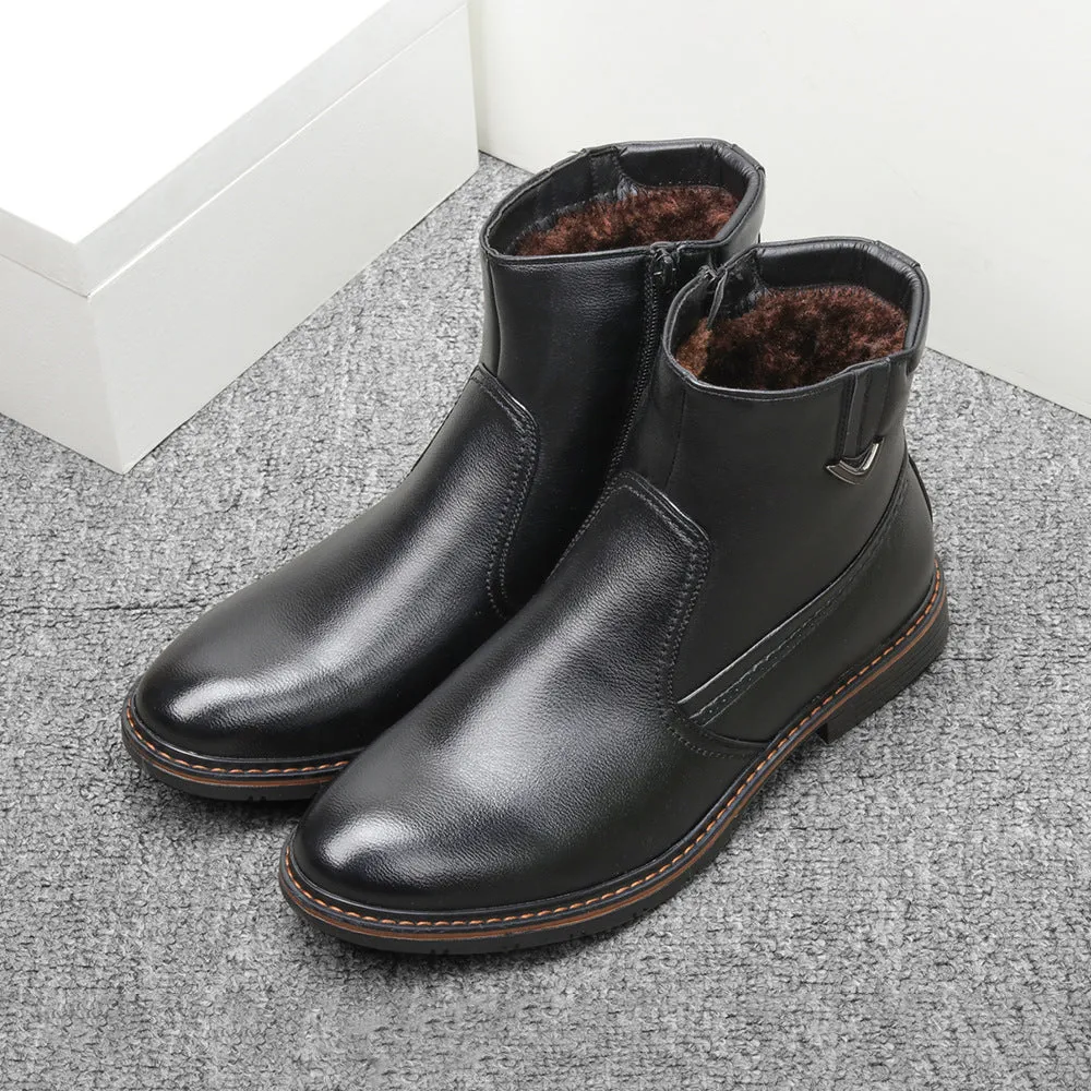 Retro Plush men's Leather Boots Winter Style | Brodtica.com