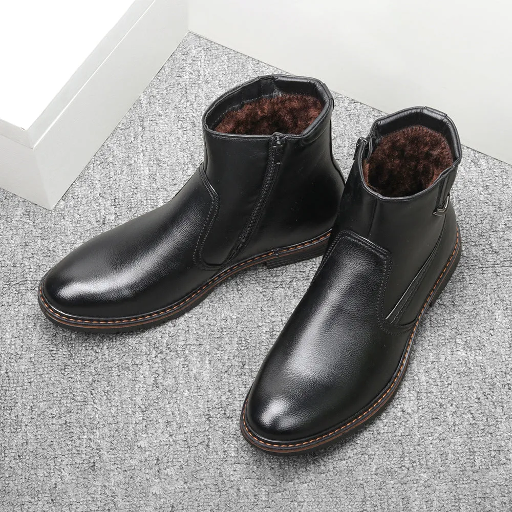 Retro Plush men's Leather Boots Winter Style | Brodtica.com