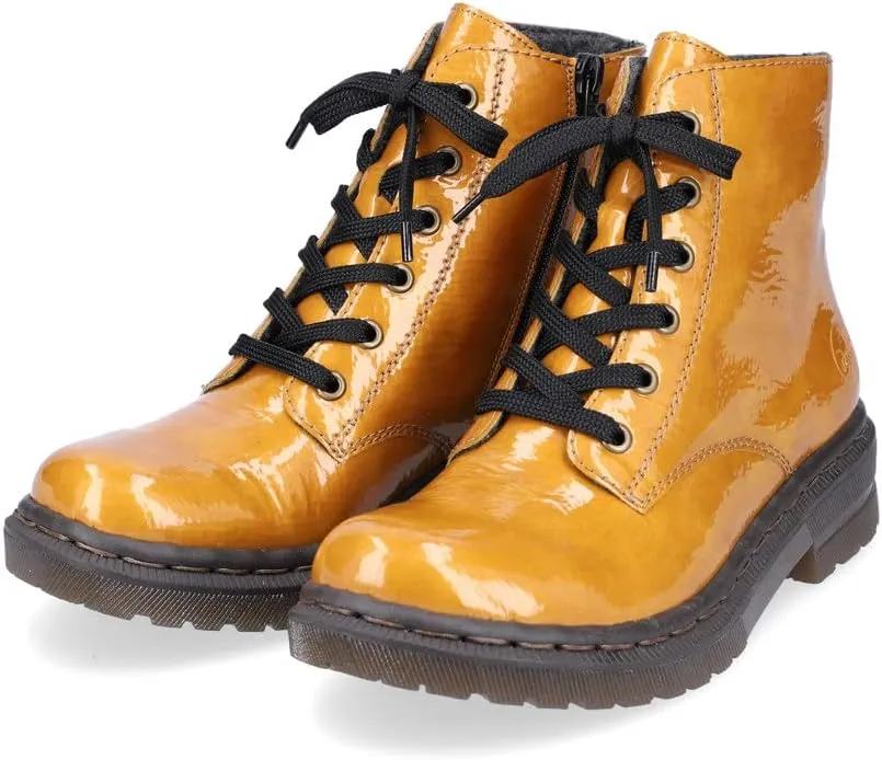 Rieker 78240-68 Ladies Yellow Patent Ankle Boots