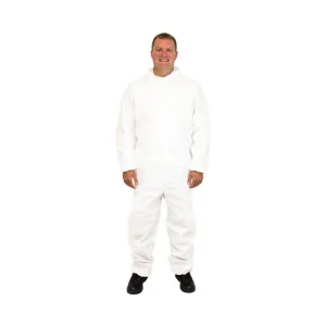 Safety Zone® White SMS Coveralls w/ Elastic Wrists & Ankles - Case of 25