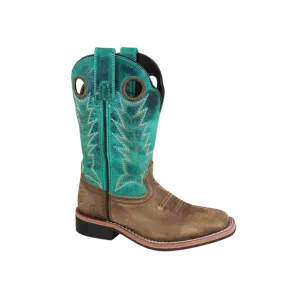 Smoky Mountain Kid's Brown Distress/Turquoise Leather Youth sized Boots