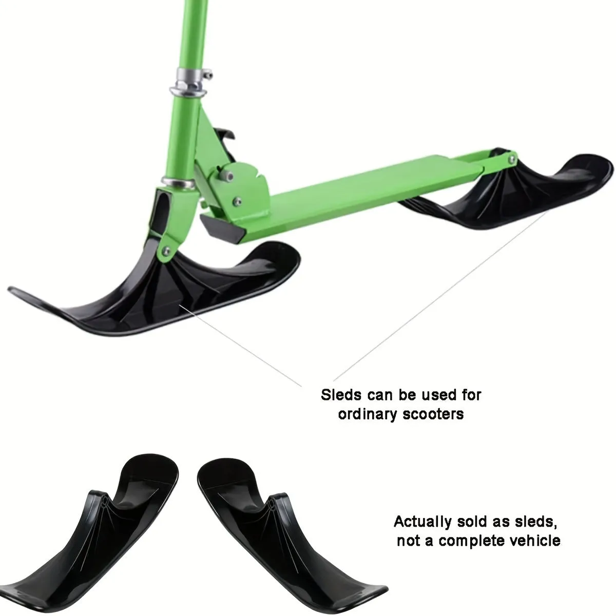 Snow Scooter Conversion Kit: Black PE Snow Scooter Attachments for Winter Outdoor Fun