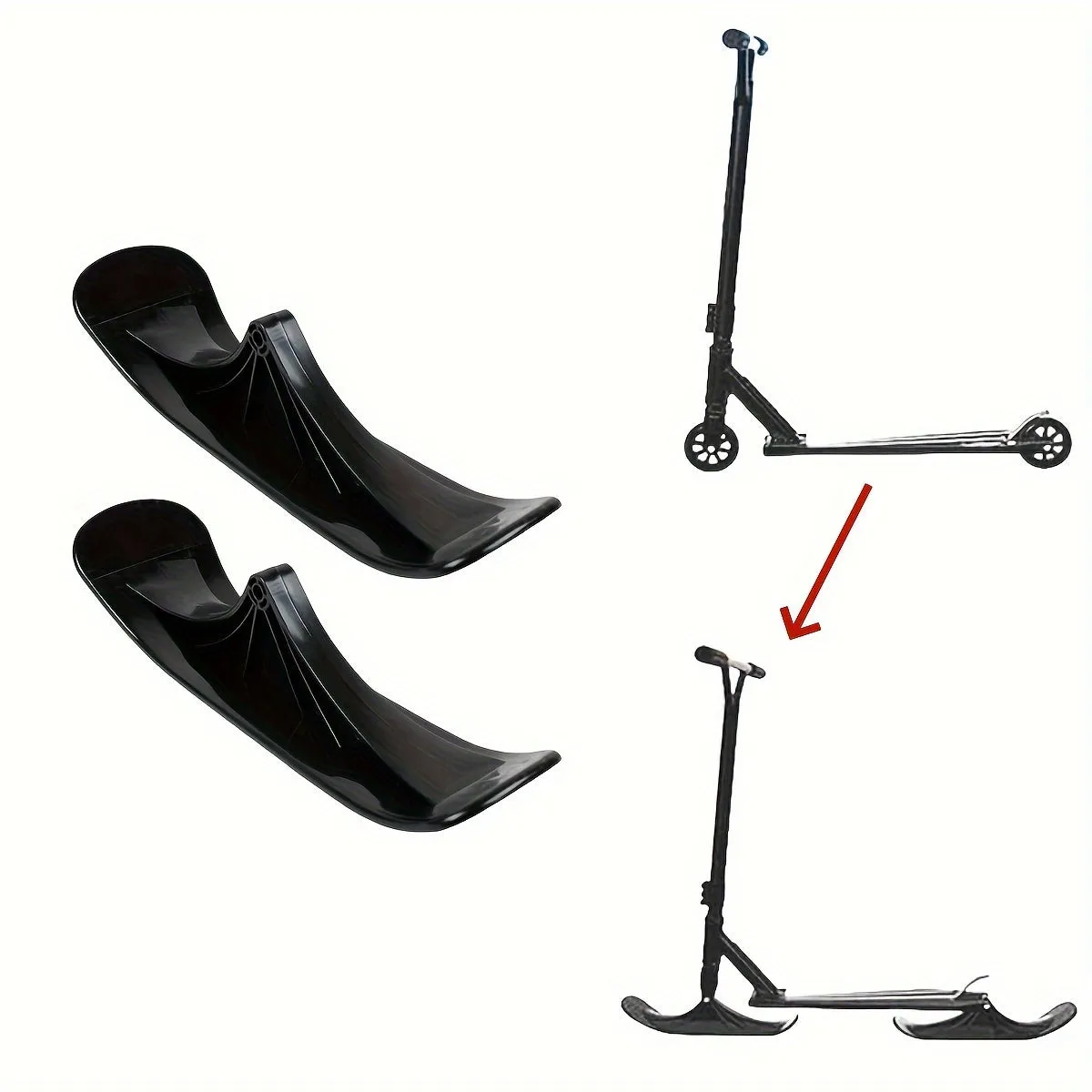 Snow Scooter Conversion Kit: Black PE Snow Scooter Attachments for Winter Outdoor Fun