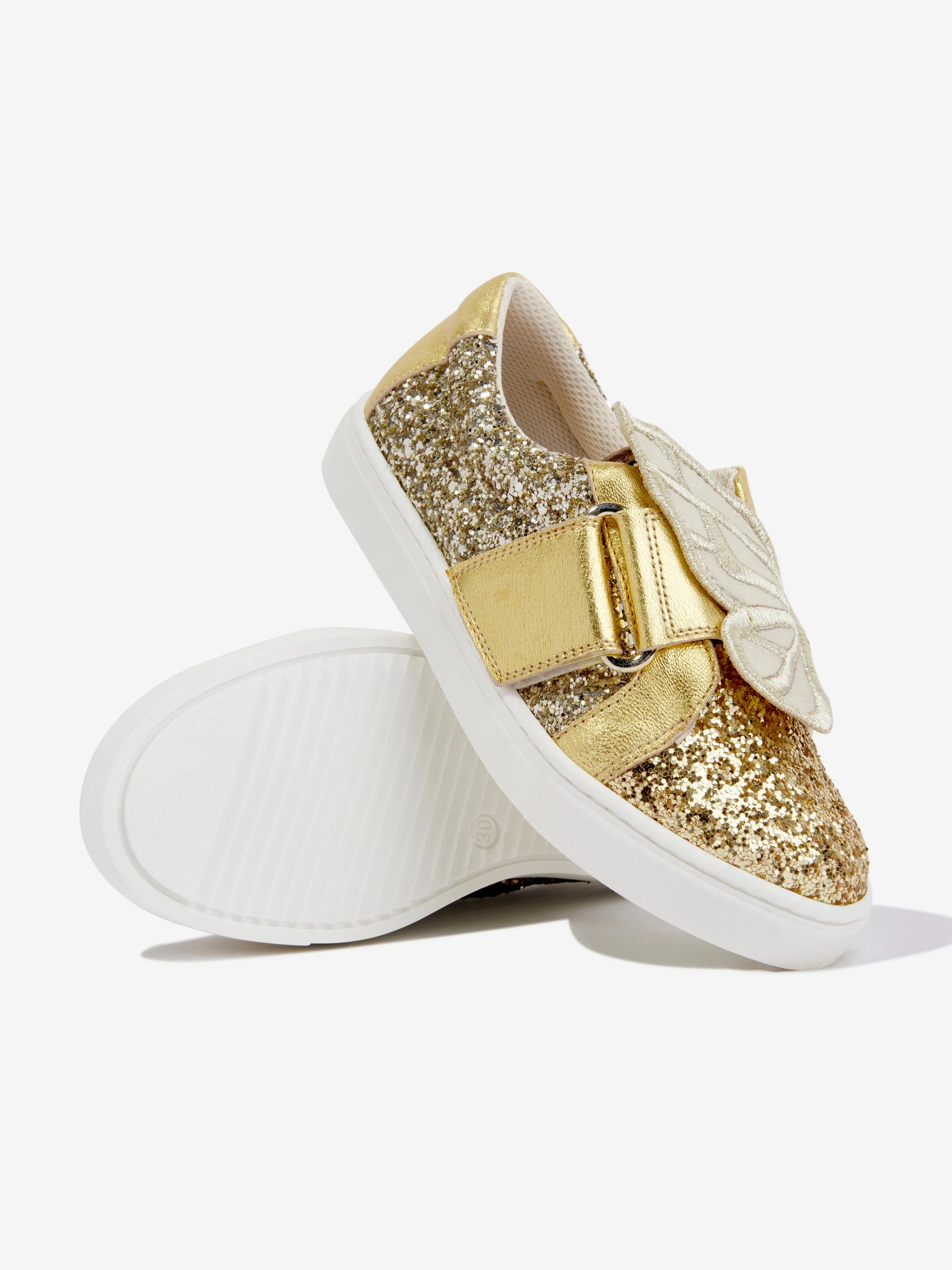 Sophia Webster Girls Butterfly Trainers in Gold