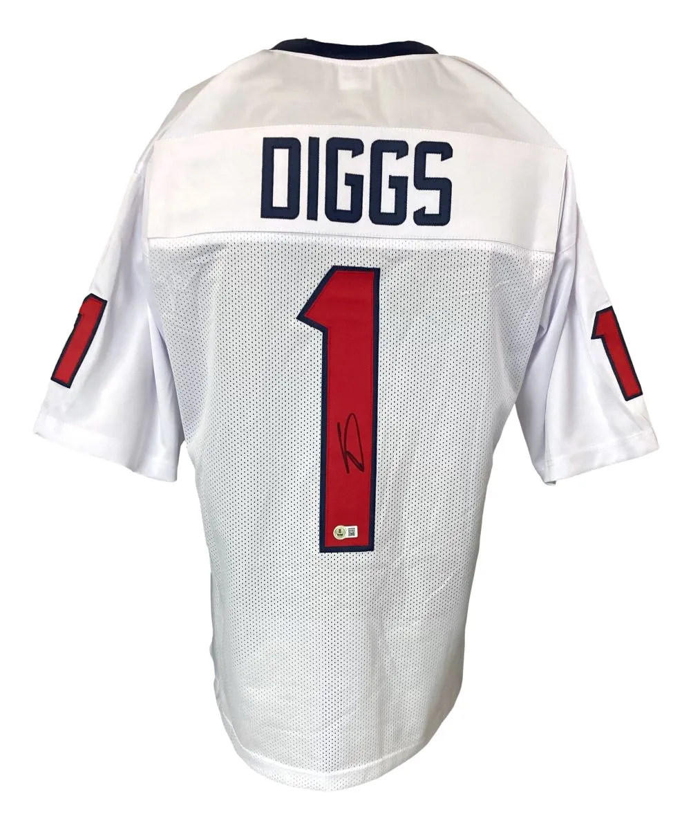 Stefon Diggs Houston Signed White Football Jersey BAS