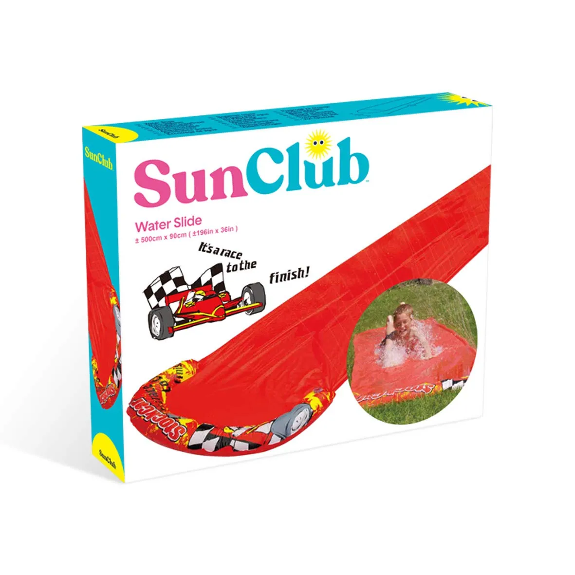 Sun Club 81180 Splash 5m x 0.9m Kids Outdoors Inflatable Spray Sprinkler Water Slide, Red