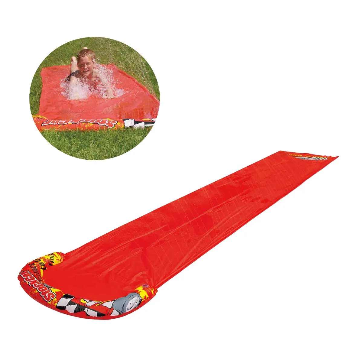 Sun Club 81180 Splash 5m x 0.9m Kids Outdoors Inflatable Spray Sprinkler Water Slide, Red