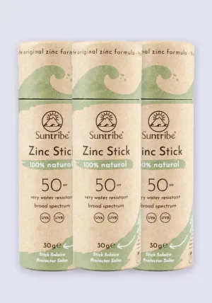 Suntribe Natural Mineral Zinc Sun Stick Mint Green SPF 50 30g - 3 Pack Saver