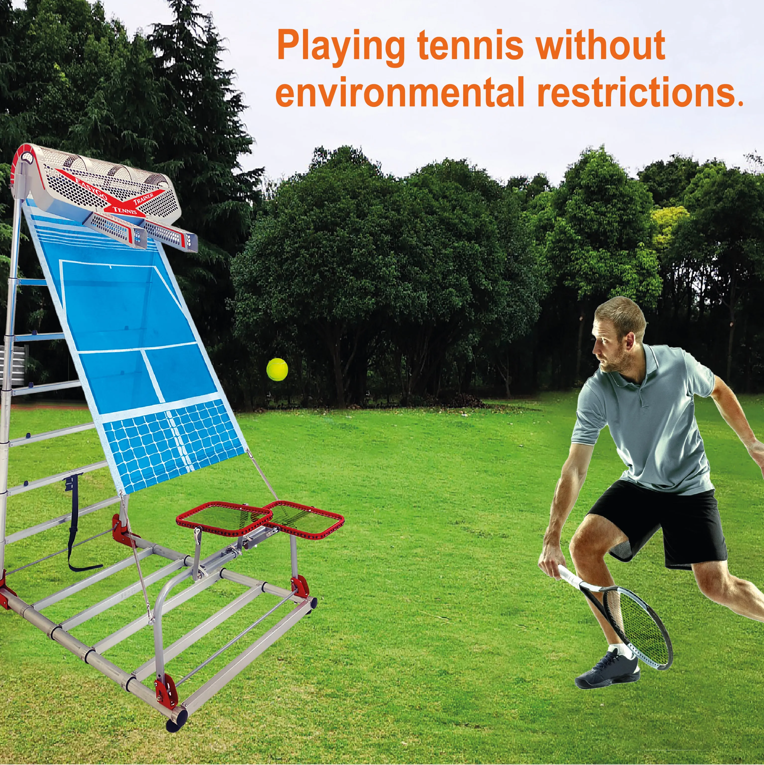 Tennis Trainer – Professional Practice Training Equipment – Real Tennis Action Workout – Ball Drops from Random Holes so Never the Same - Great for Tennis Lovers and Coaches – Commercial Grade - PATENTED