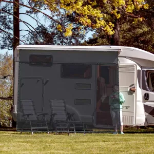 TheLAShop RV Awning Shade Screen with Zipper 10'Wx6'H Trailer Mosquito Net