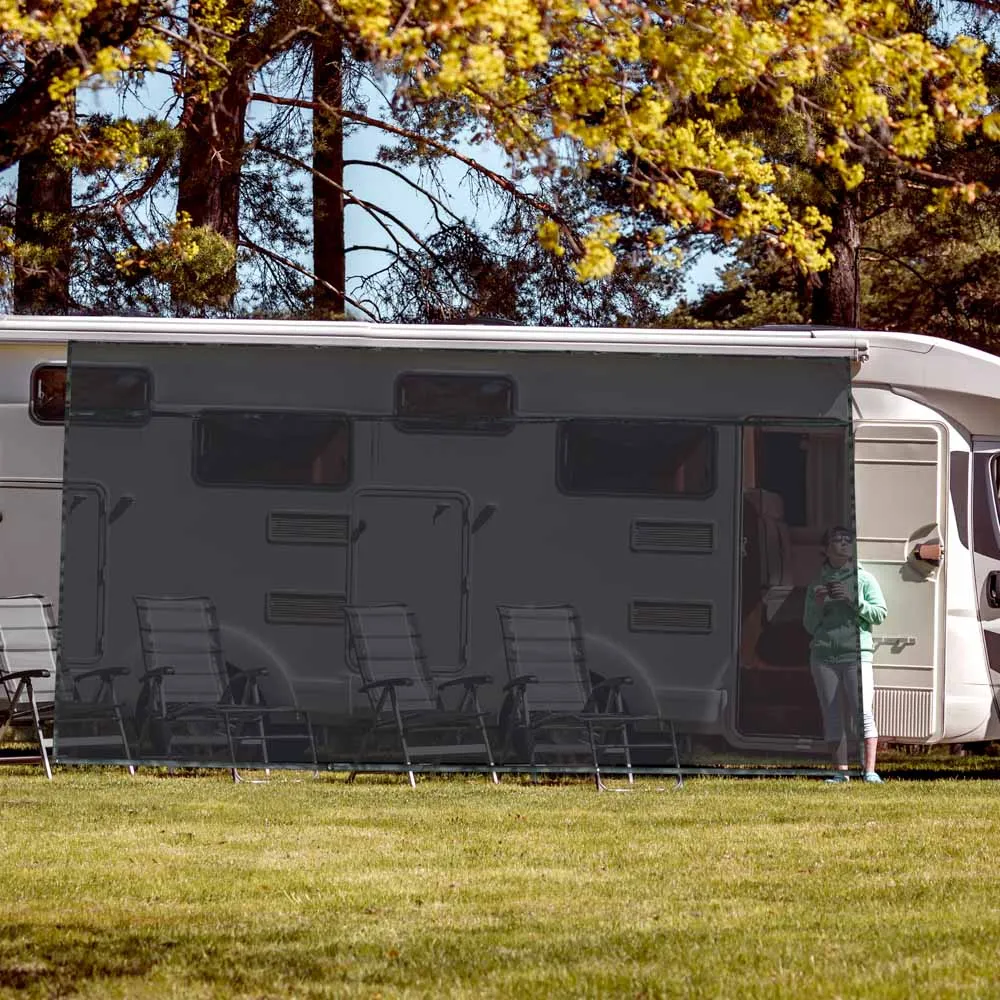 TheLAShop RV Awning Shade Screen with Zipper 15'Wx8'H Trailer Mosquito Net