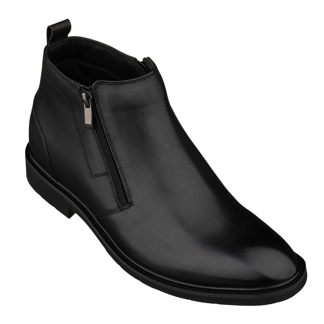 TOTO - YH7105 - 2.8 Inches Taller (Black) - Ankle Zip Boots - Lightweight