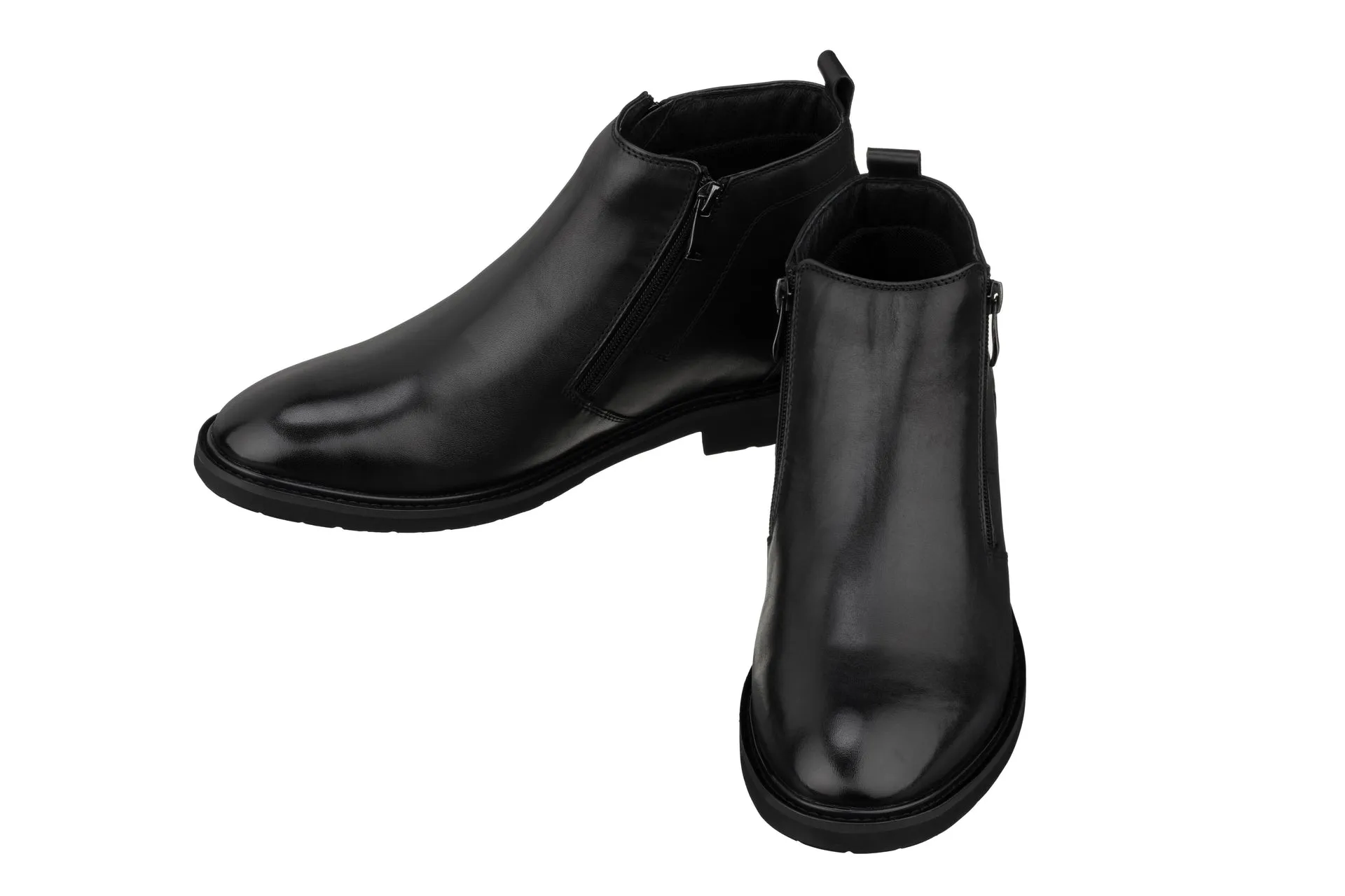 TOTO - YH7105 - 2.8 Inches Taller (Black) - Ankle Zip Boots - Lightweight