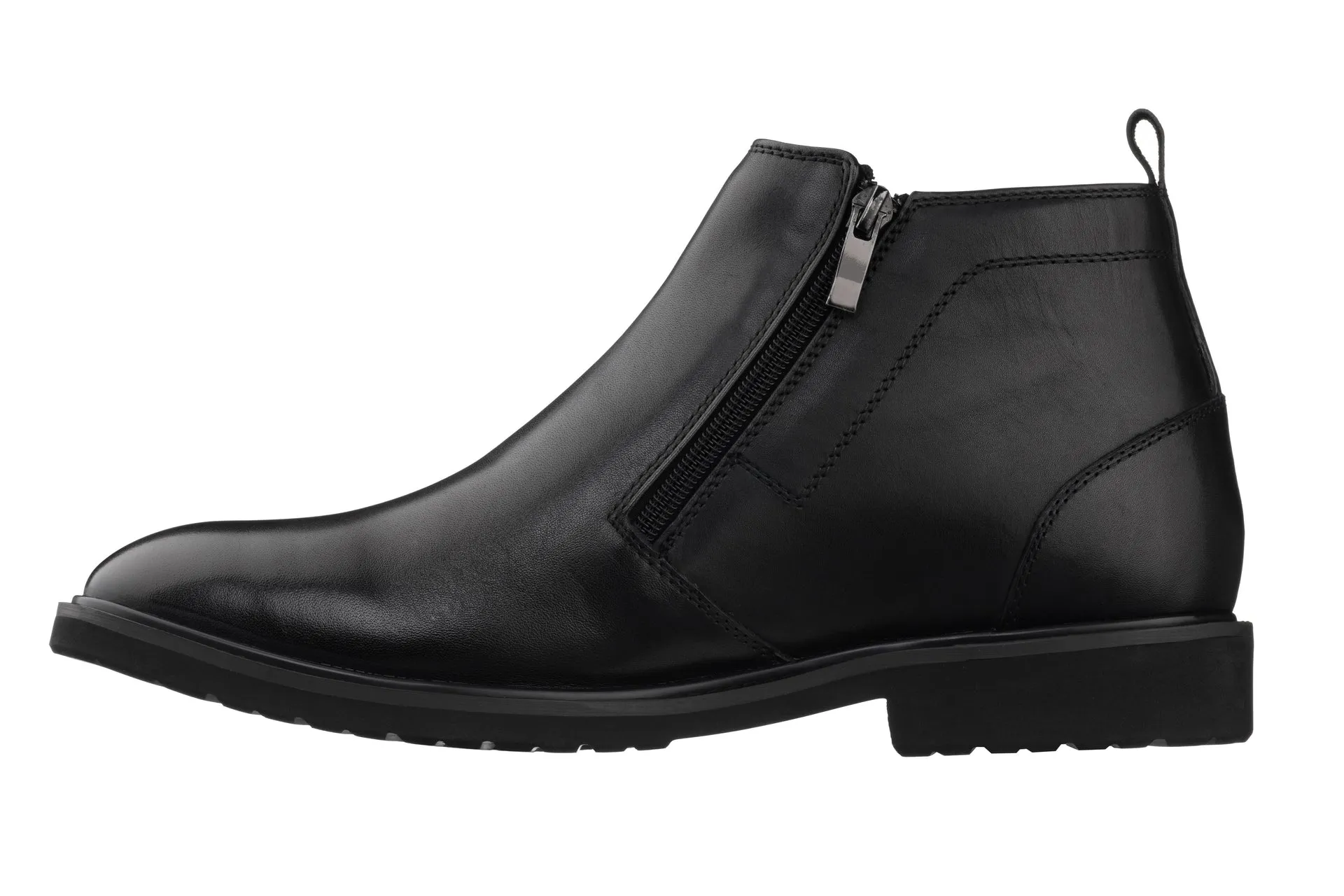 TOTO - YH7105 - 2.8 Inches Taller (Black) - Ankle Zip Boots - Lightweight