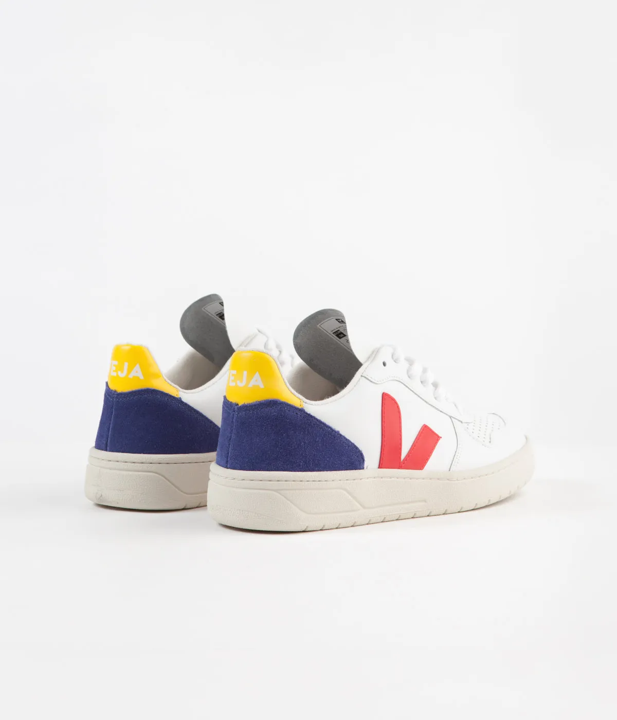 Veja Womens V-10 Leather Shoes - Extra White / Pekin / Cobalt / Tonic