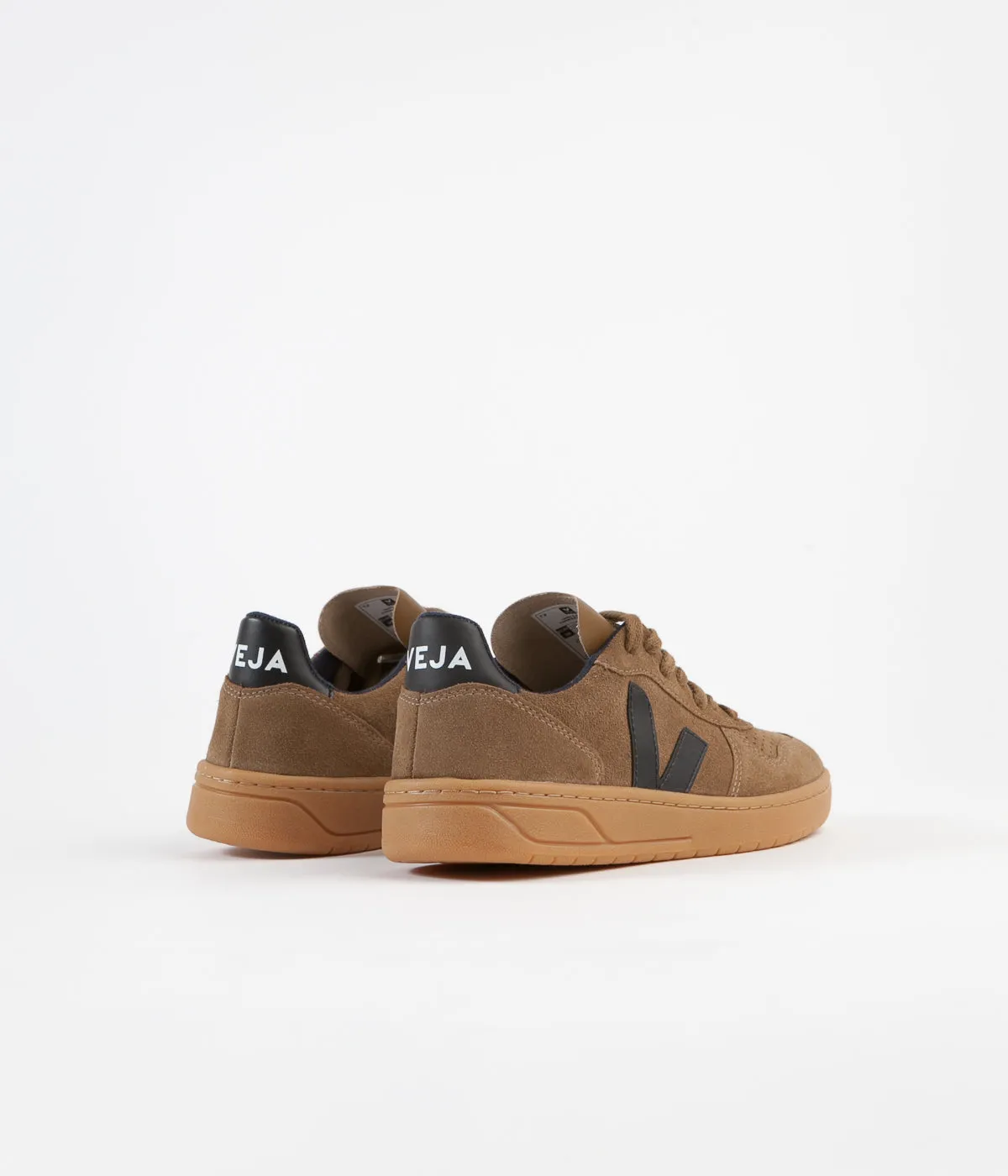 Veja Womens V-10 Suede Shoes - Brown / Black / Gum Sole