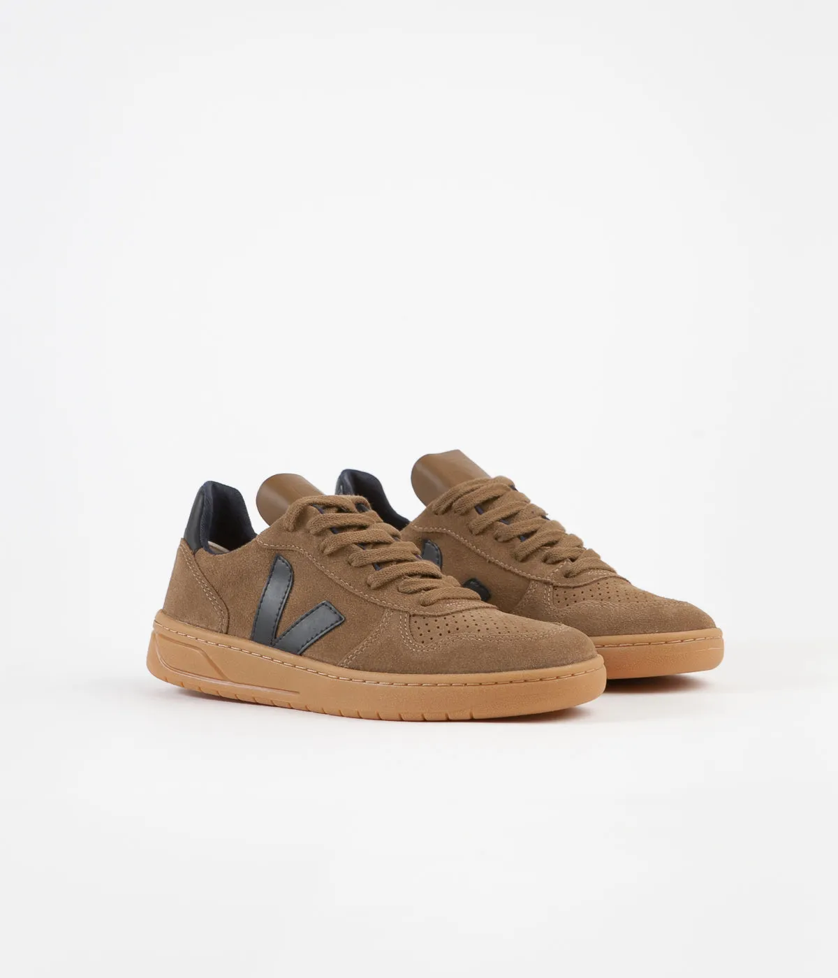 Veja Womens V-10 Suede Shoes - Brown / Black / Gum Sole