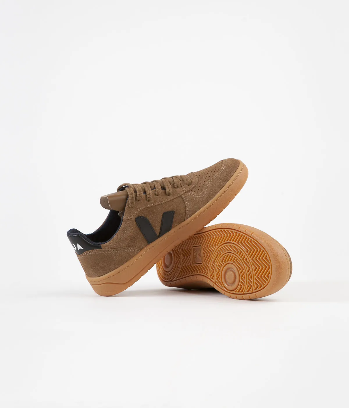 Veja Womens V-10 Suede Shoes - Brown / Black / Gum Sole