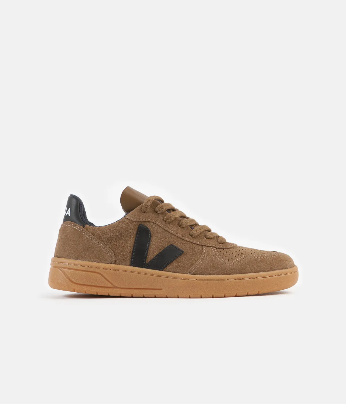 Veja Womens V-10 Suede Shoes - Brown / Black / Gum Sole