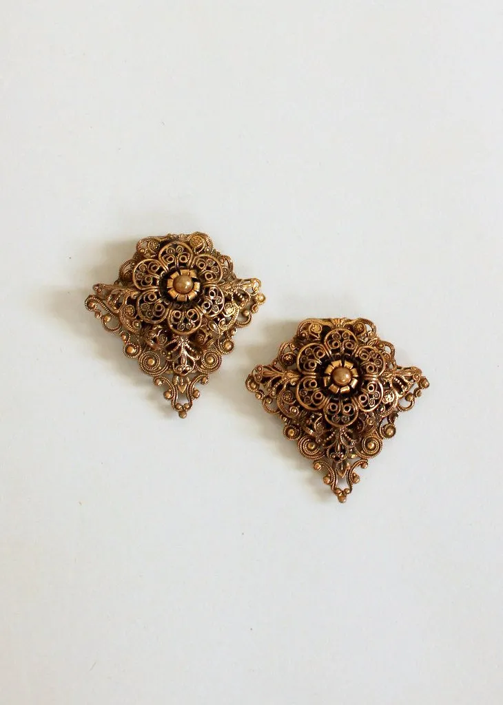 Vintage 1940s Brass Florentine Dress Clips