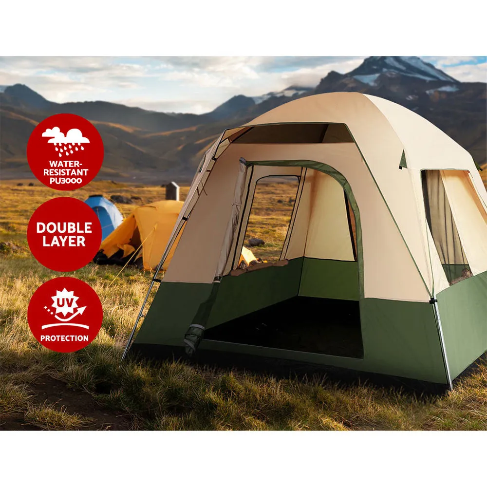 Weisshorn Family Camping Tent 4 Person Hiking Beach Tents Green