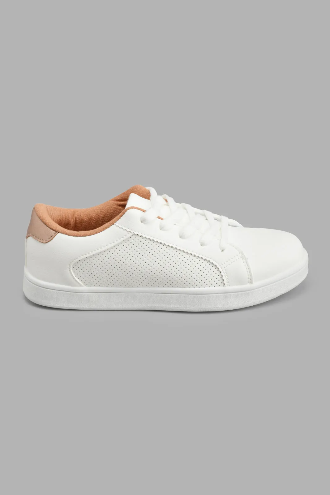 White Embossed Lace-Up Sneaker