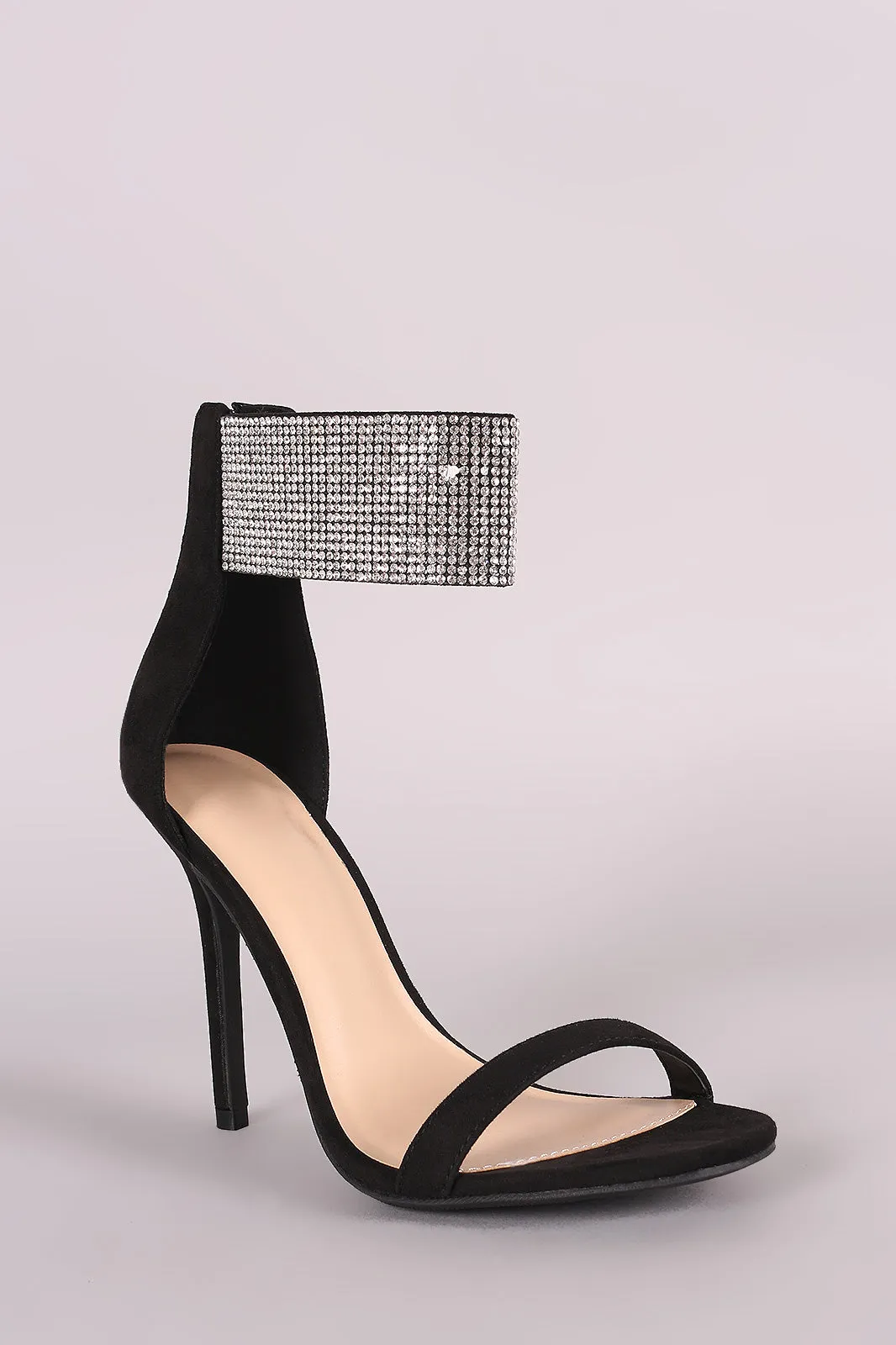 Wild Diva Lounge Suede Rhinestone Cuff Stiletto Heel