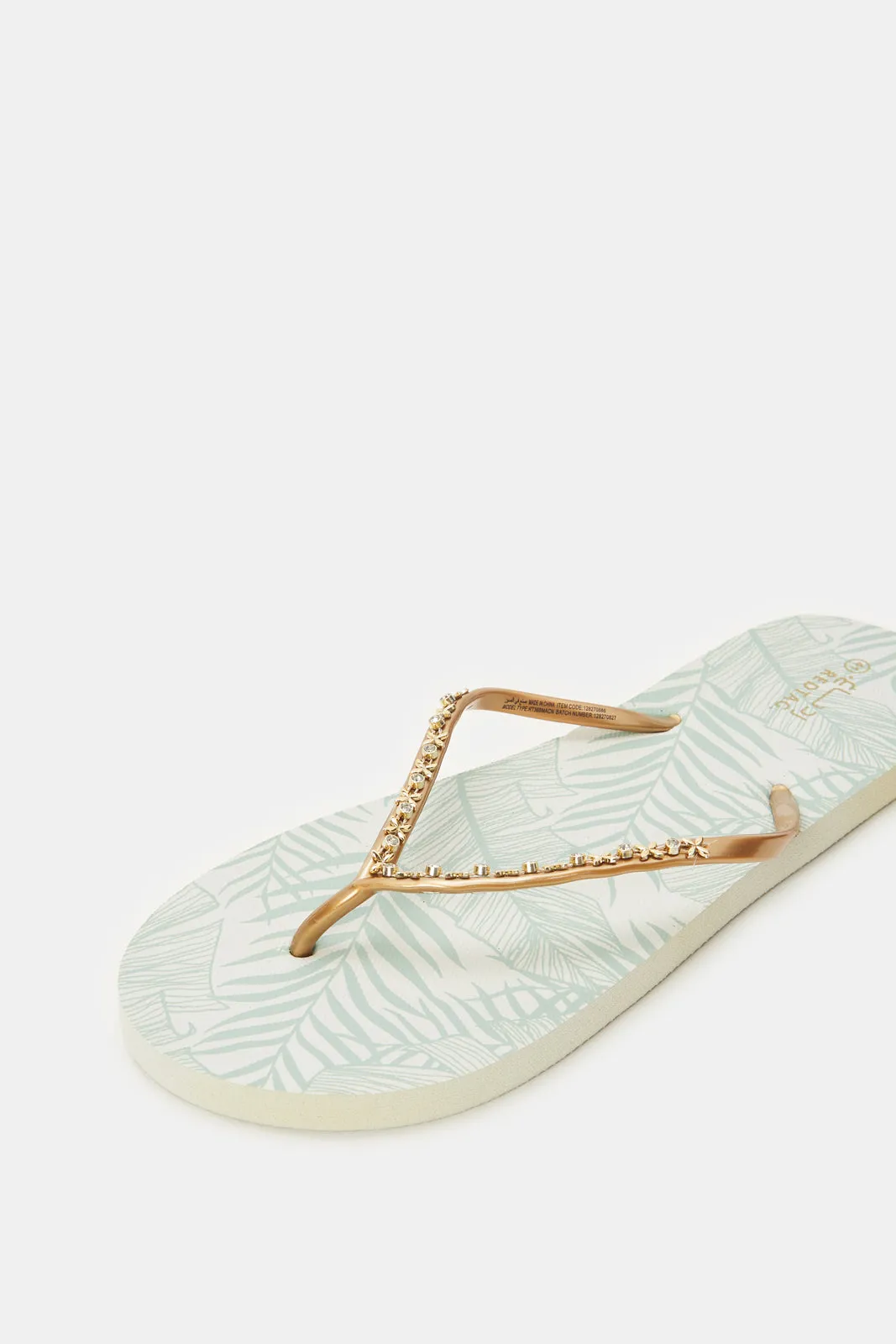 Women Gold Embellished Flip Flop