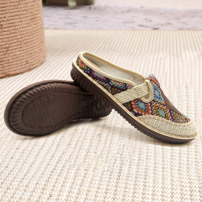 Women's Cloth Low-cut Slip-on Ethnic Style Embroidered Soft Canvas Shoes