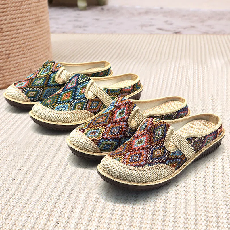 Women's Cloth Low-cut Slip-on Ethnic Style Embroidered Soft Canvas Shoes