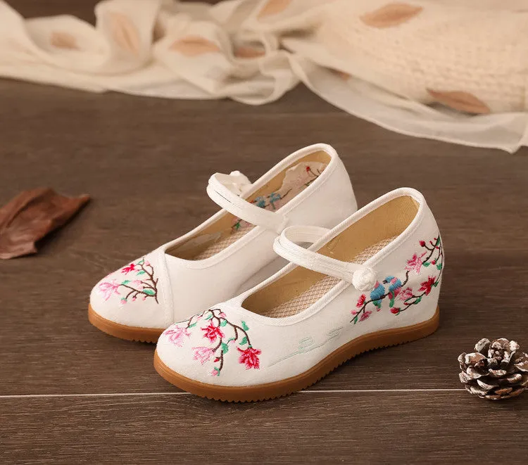 Women's Embroidered Ancient Height Increasing Insole For Canvas Shoes