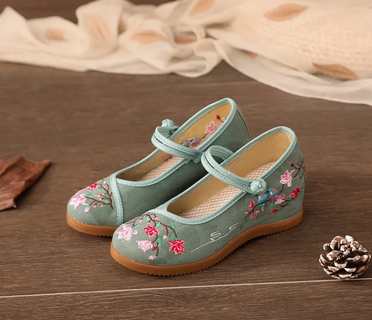 Women's Embroidered Ancient Height Increasing Insole For Canvas Shoes