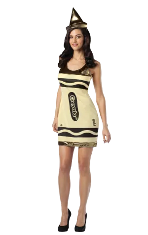 Womens Gold Crayola Crayon Dress Costume