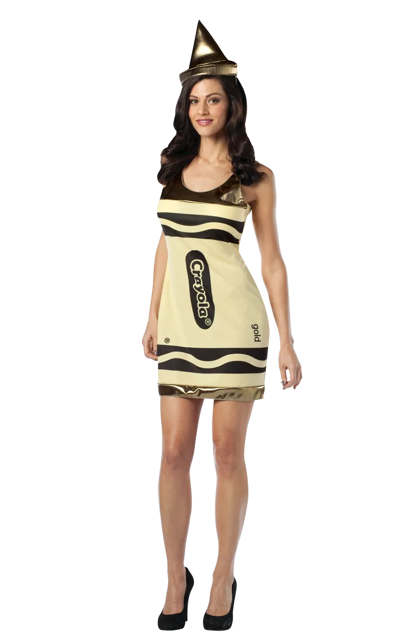 Womens Gold Crayola Crayon Dress Costume