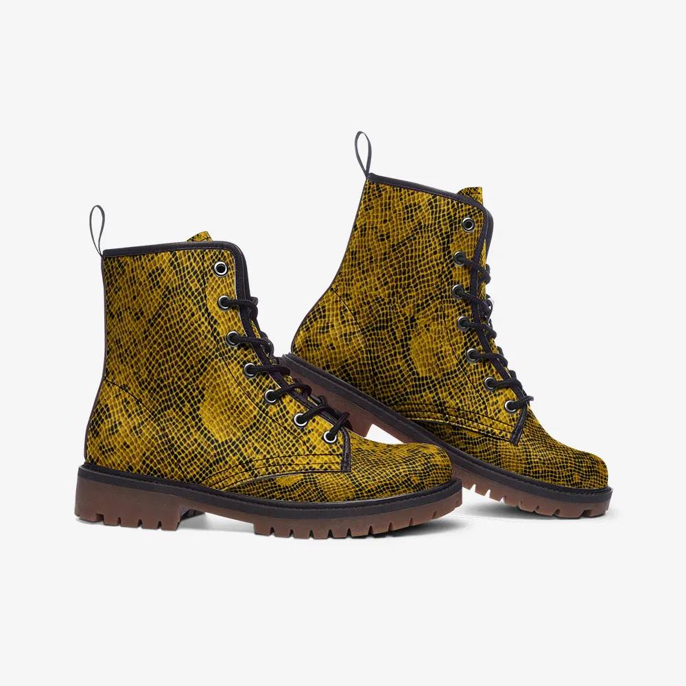 Yellow Snakeskin Casual Leather Lightweight boots MT