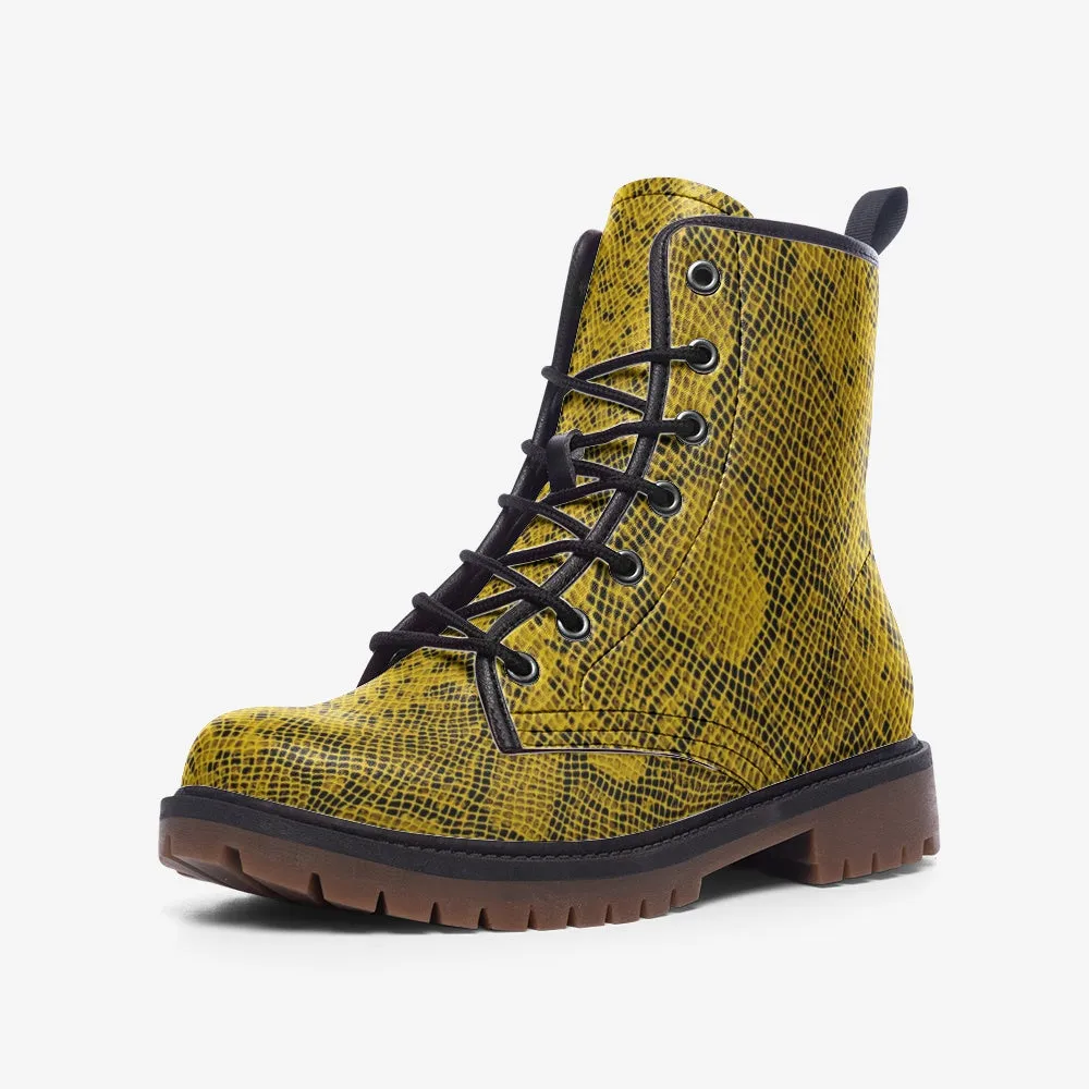 Yellow Snakeskin Casual Leather Lightweight boots MT